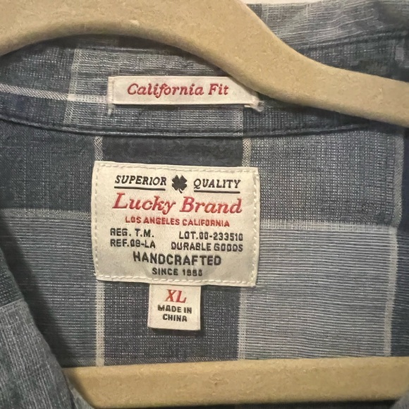 Lucky Brand Indigo Western Black Pearl Snap Men's Button Down Plaid Shirt XL - Picture 3 of 4